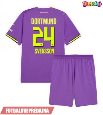 Lacne Dětský Futbalové dres Borussia Dortmund Daniel Svensson #24 2026-27 Krátky Rukáv - Tretina (+ trenírky)